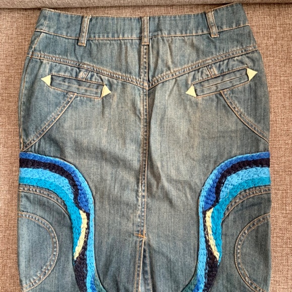 Oilily Embroidered Denim Skirt Nwt - Picture 3 of 5